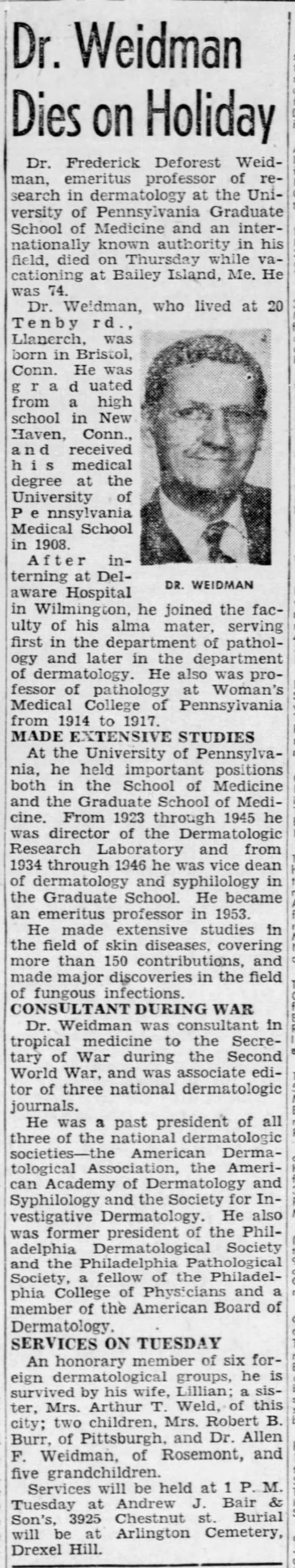 Fred Weidman dies